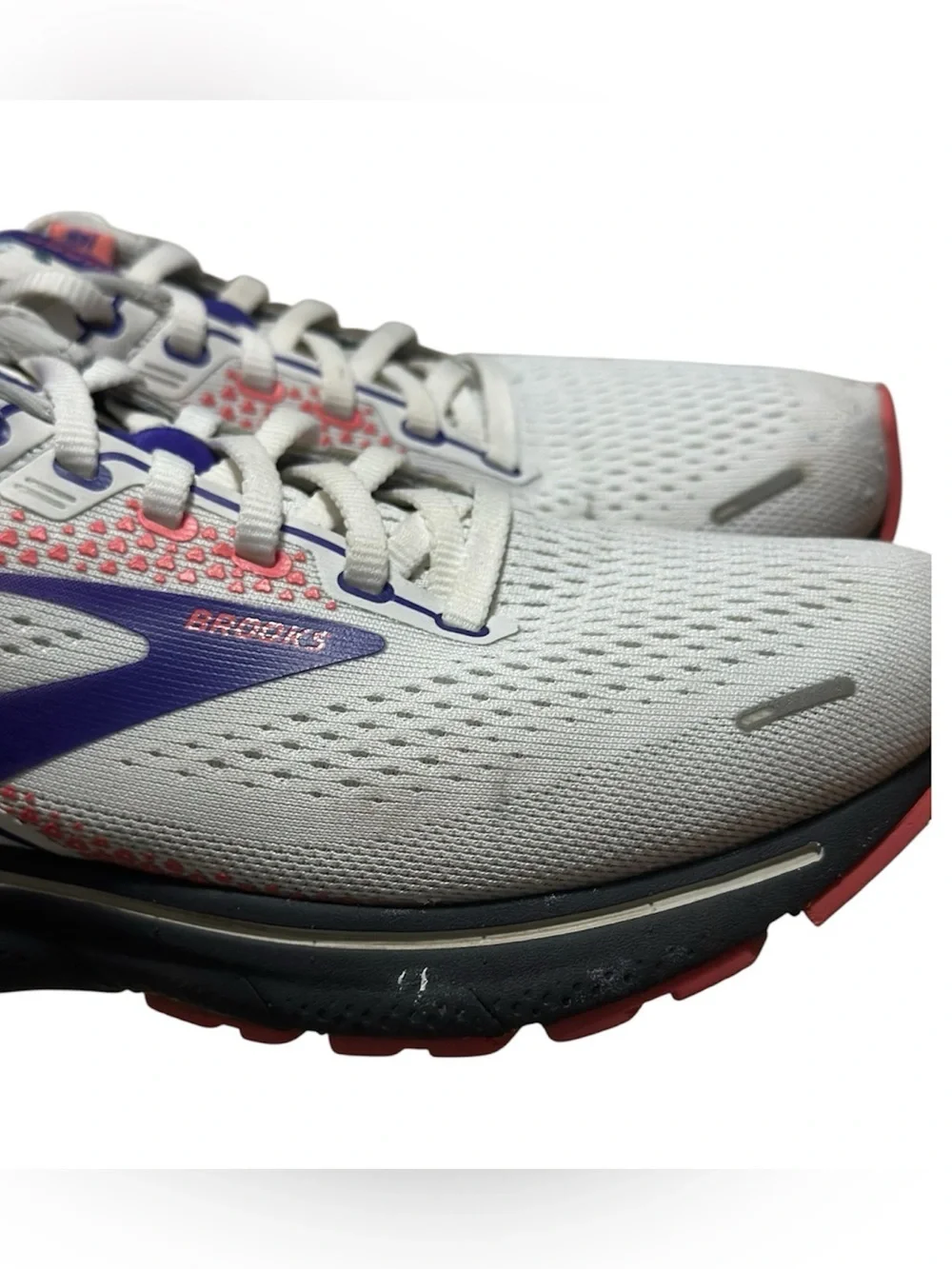 Brooks White Running Shoes with Purple and Coral Accents